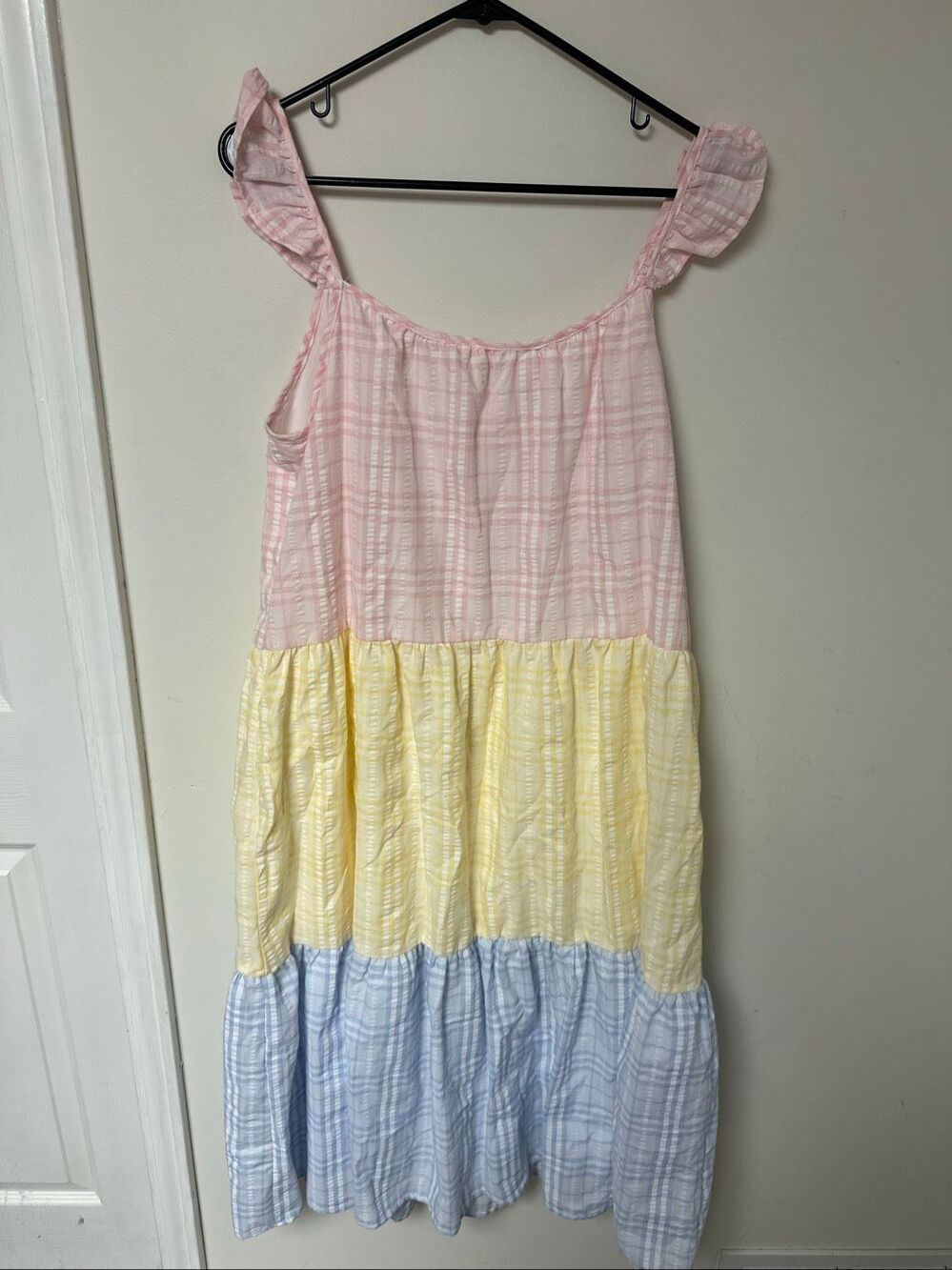 NWT By The River Tiered Plaid Midi Dress Large $280 - Picture 6 of 6